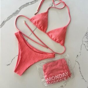 Monday Swimwear Azalea Pink Chevron Bikini + Sarong